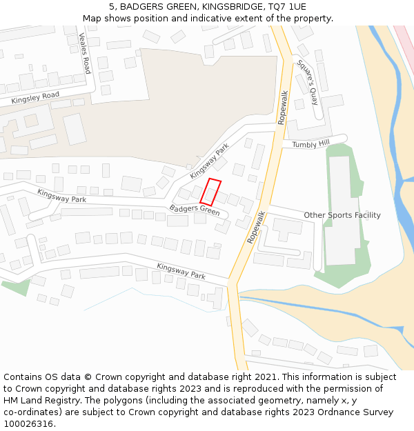 5, BADGERS GREEN, KINGSBRIDGE, TQ7 1UE: Location map and indicative extent of plot