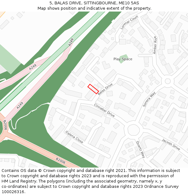 5, BALAS DRIVE, SITTINGBOURNE, ME10 5AS: Location map and indicative extent of plot