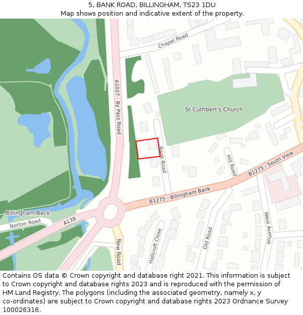5, BANK ROAD, BILLINGHAM, TS23 1DU: Location map and indicative extent of plot