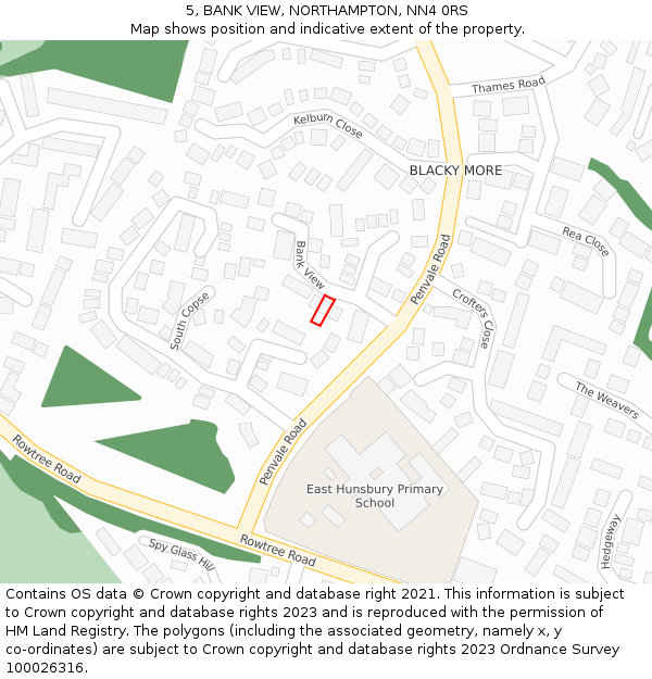 5, BANK VIEW, NORTHAMPTON, NN4 0RS: Location map and indicative extent of plot
