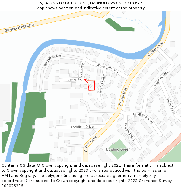 5, BANKS BRIDGE CLOSE, BARNOLDSWICK, BB18 6YP: Location map and indicative extent of plot