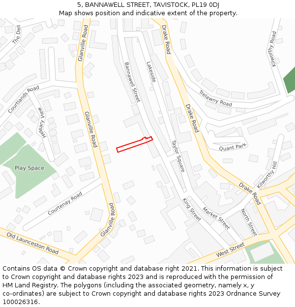 5, BANNAWELL STREET, TAVISTOCK, PL19 0DJ: Location map and indicative extent of plot