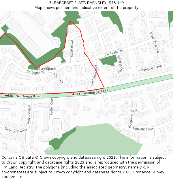 5, BARCROFT FLATT, BARNSLEY, S75 1HY: Location map and indicative extent of plot