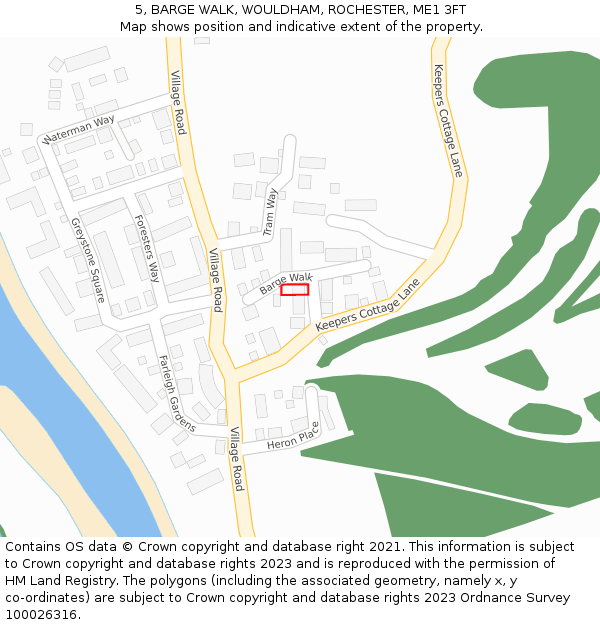 5, BARGE WALK, WOULDHAM, ROCHESTER, ME1 3FT: Location map and indicative extent of plot