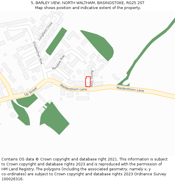 5, BARLEY VIEW, NORTH WALTHAM, BASINGSTOKE, RG25 2ST: Location map and indicative extent of plot