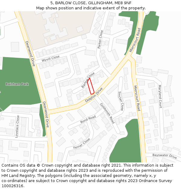 5, BARLOW CLOSE, GILLINGHAM, ME8 9NF: Location map and indicative extent of plot