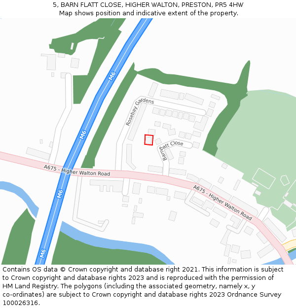 5, BARN FLATT CLOSE, HIGHER WALTON, PRESTON, PR5 4HW: Location map and indicative extent of plot