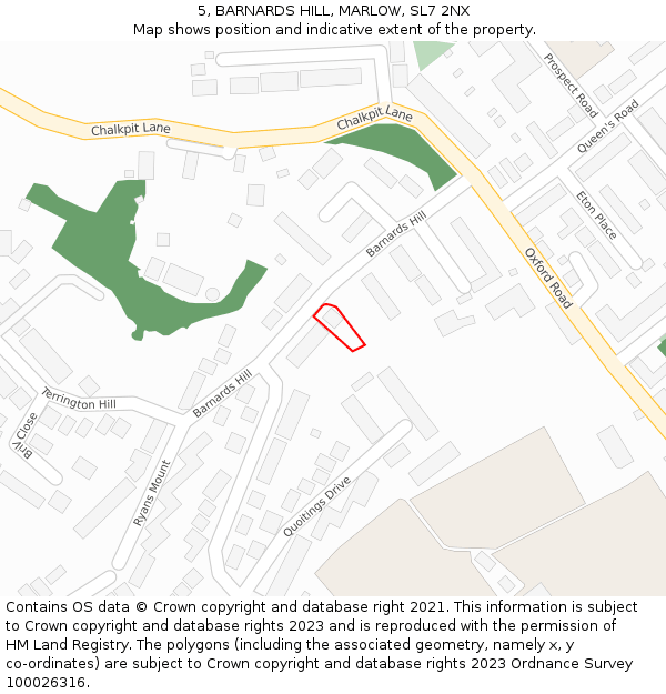 5, BARNARDS HILL, MARLOW, SL7 2NX: Location map and indicative extent of plot