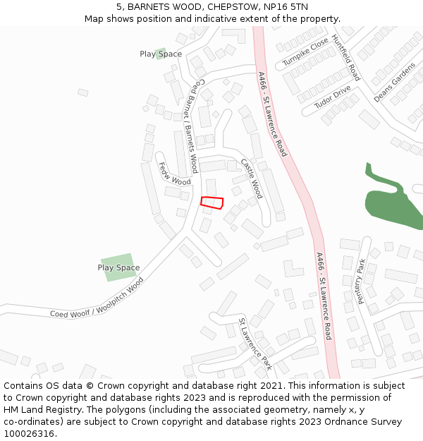 5, BARNETS WOOD, CHEPSTOW, NP16 5TN: Location map and indicative extent of plot