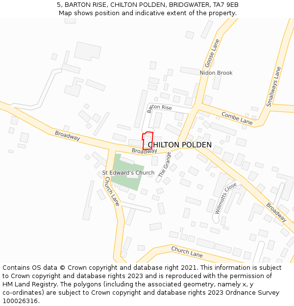 5, BARTON RISE, CHILTON POLDEN, BRIDGWATER, TA7 9EB: Location map and indicative extent of plot