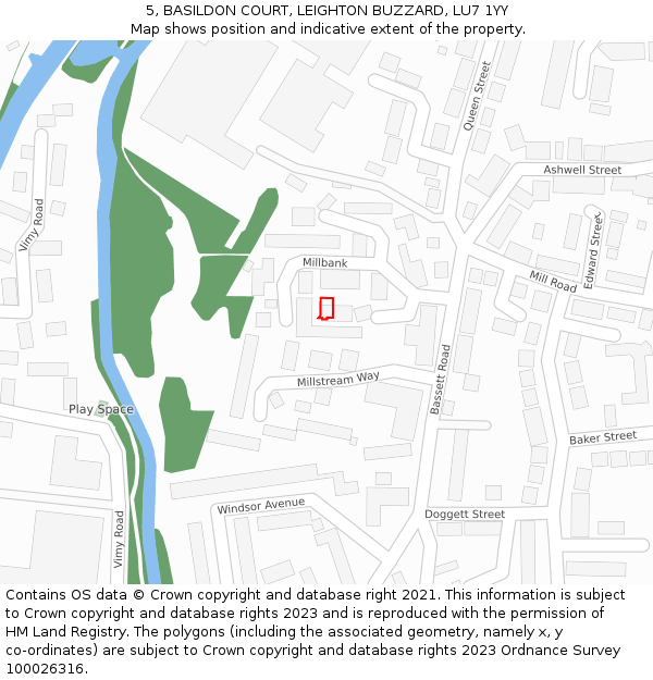 5, BASILDON COURT, LEIGHTON BUZZARD, LU7 1YY: Location map and indicative extent of plot