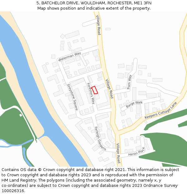 5, BATCHELOR DRIVE, WOULDHAM, ROCHESTER, ME1 3FN: Location map and indicative extent of plot