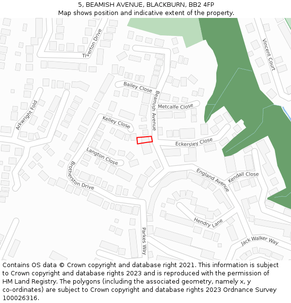 5, BEAMISH AVENUE, BLACKBURN, BB2 4FP: Location map and indicative extent of plot