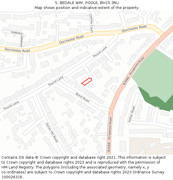 5, BEDALE WAY, POOLE, BH15 3RU: Location map and indicative extent of plot
