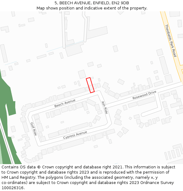 5, BEECH AVENUE, ENFIELD, EN2 9DB: Location map and indicative extent of plot