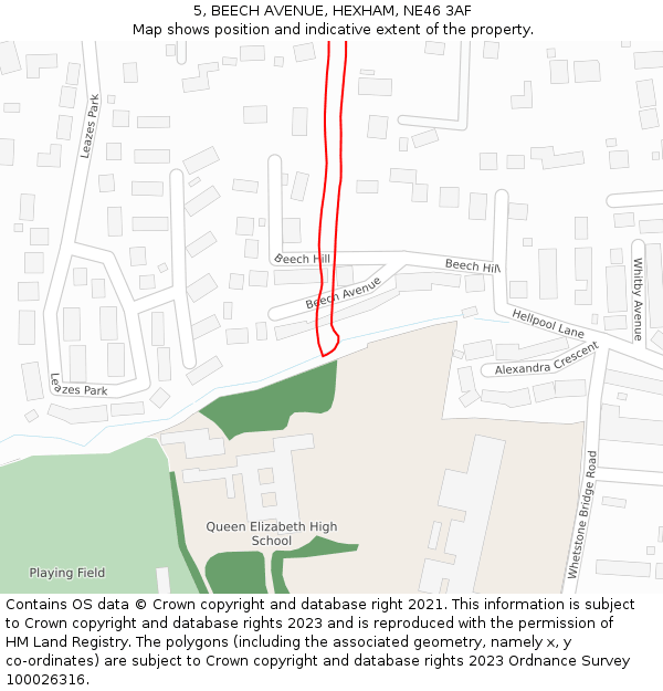 5, BEECH AVENUE, HEXHAM, NE46 3AF: Location map and indicative extent of plot