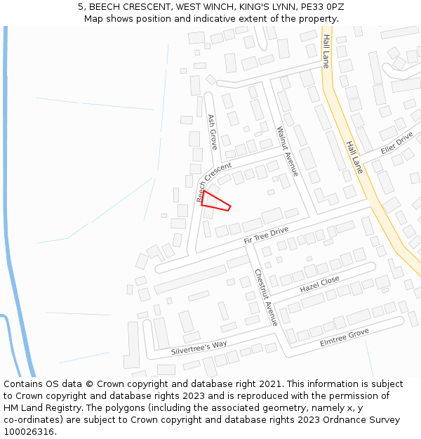 5, BEECH CRESCENT, WEST WINCH, KING'S LYNN, PE33 0PZ: Location map and indicative extent of plot