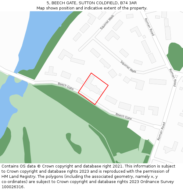 5, BEECH GATE, SUTTON COLDFIELD, B74 3AR: Location map and indicative extent of plot