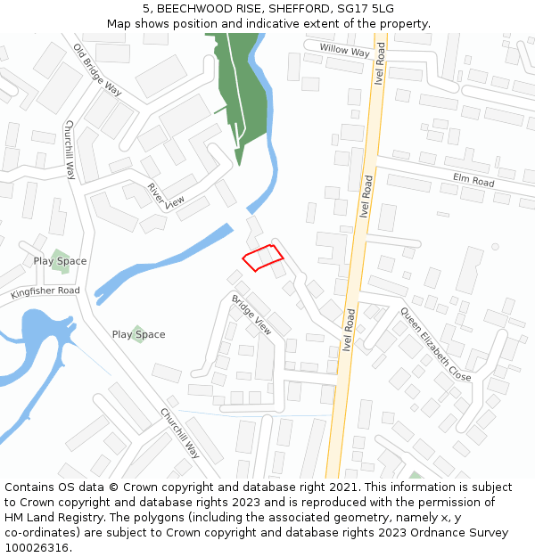 5, BEECHWOOD RISE, SHEFFORD, SG17 5LG: Location map and indicative extent of plot