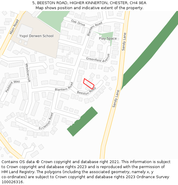 5, BEESTON ROAD, HIGHER KINNERTON, CHESTER, CH4 9EA: Location map and indicative extent of plot