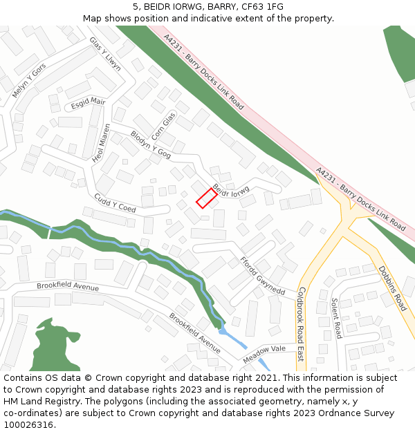 5, BEIDR IORWG, BARRY, CF63 1FG: Location map and indicative extent of plot