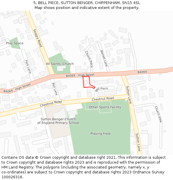 5, BELL PIECE, SUTTON BENGER, CHIPPENHAM, SN15 4SL: Location map and indicative extent of plot