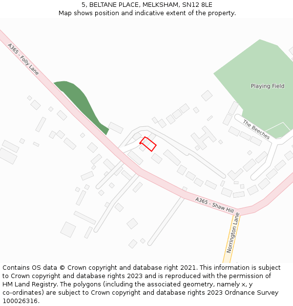 5, BELTANE PLACE, MELKSHAM, SN12 8LE: Location map and indicative extent of plot