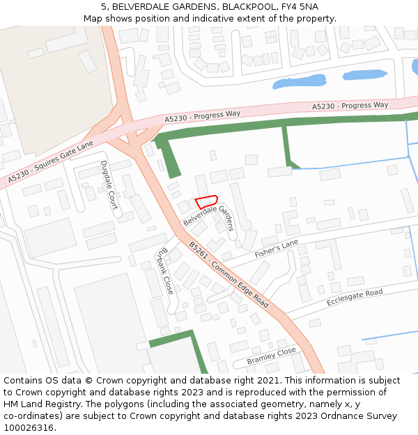 5, BELVERDALE GARDENS, BLACKPOOL, FY4 5NA: Location map and indicative extent of plot