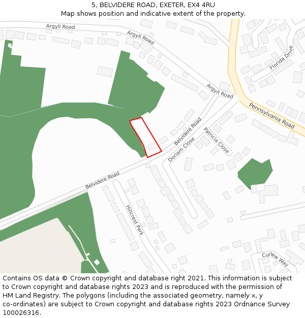 5, BELVIDERE ROAD, EXETER, EX4 4RU: Location map and indicative extent of plot