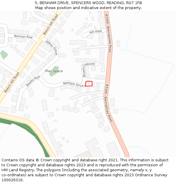 5, BENHAM DRIVE, SPENCERS WOOD, READING, RG7 1FB: Location map and indicative extent of plot