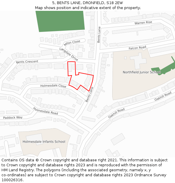 5, BENTS LANE, DRONFIELD, S18 2EW: Location map and indicative extent of plot