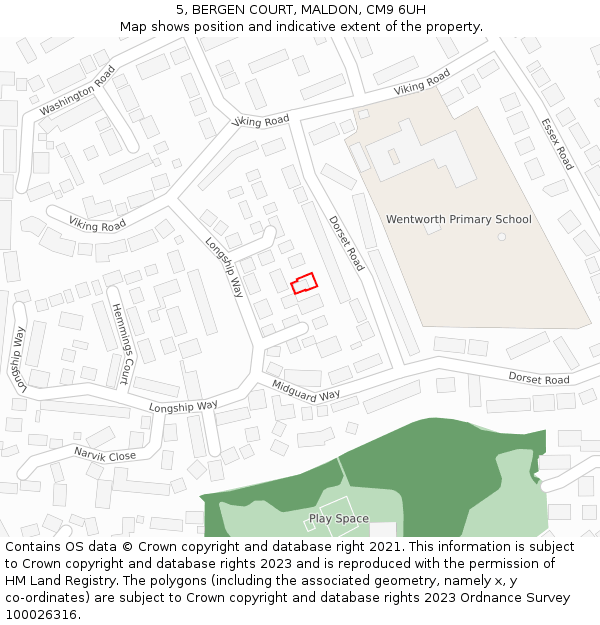 5, BERGEN COURT, MALDON, CM9 6UH: Location map and indicative extent of plot