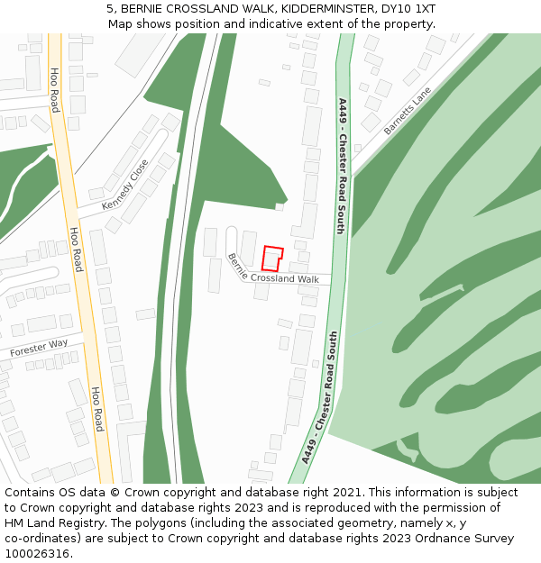 5, BERNIE CROSSLAND WALK, KIDDERMINSTER, DY10 1XT: Location map and indicative extent of plot