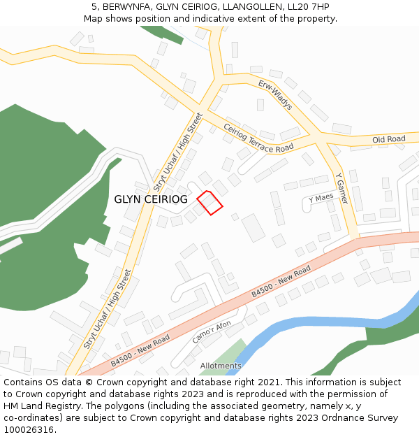 5, BERWYNFA, GLYN CEIRIOG, LLANGOLLEN, LL20 7HP: Location map and indicative extent of plot