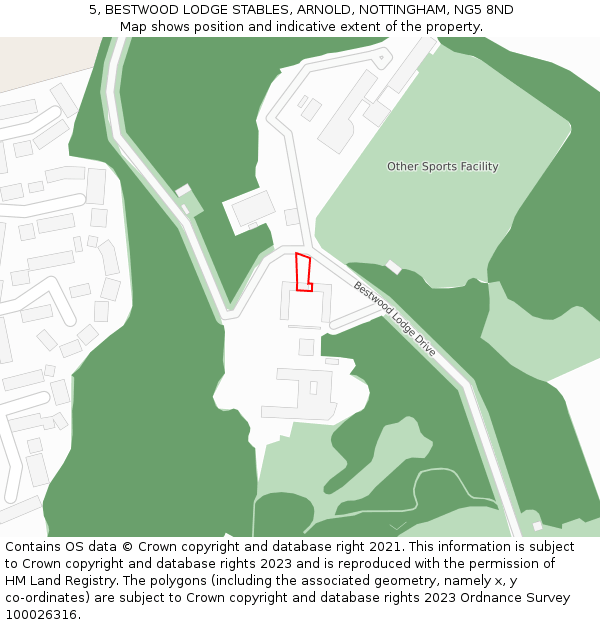5, BESTWOOD LODGE STABLES, ARNOLD, NOTTINGHAM, NG5 8ND: Location map and indicative extent of plot