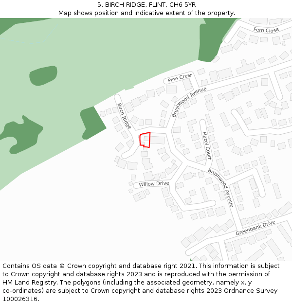 5, BIRCH RIDGE, FLINT, CH6 5YR: Location map and indicative extent of plot