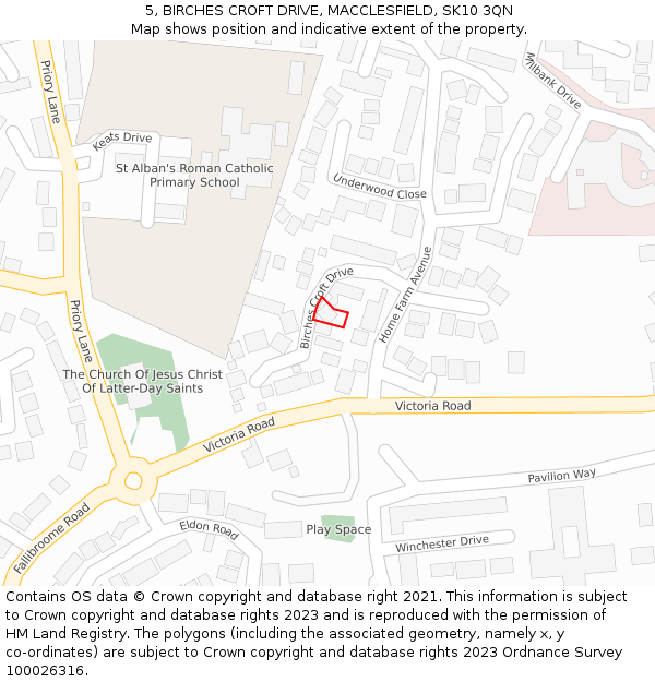 5, BIRCHES CROFT DRIVE, MACCLESFIELD, SK10 3QN: Location map and indicative extent of plot