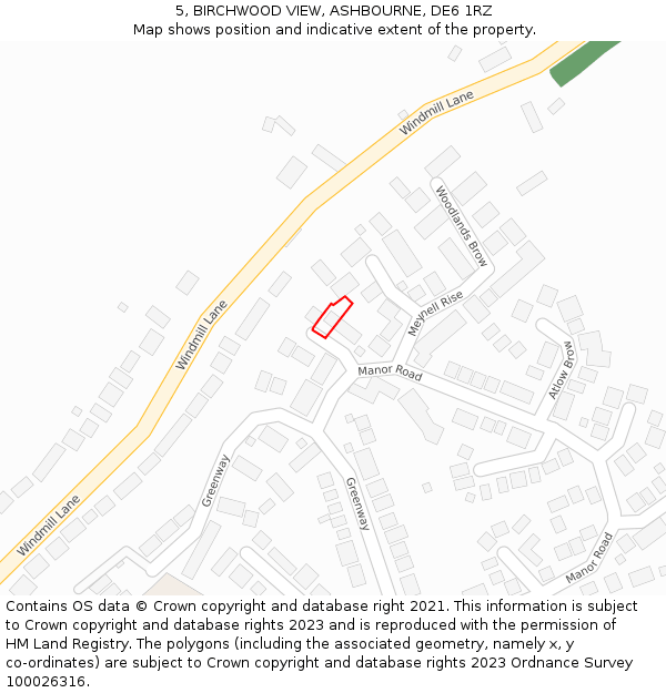 5, BIRCHWOOD VIEW, ASHBOURNE, DE6 1RZ: Location map and indicative extent of plot