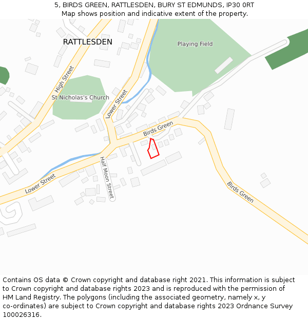 5, BIRDS GREEN, RATTLESDEN, BURY ST EDMUNDS, IP30 0RT: Location map and indicative extent of plot