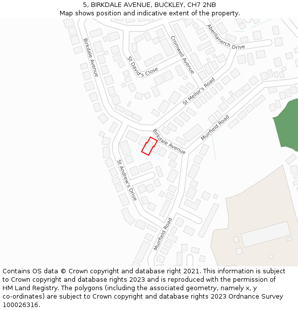 5, BIRKDALE AVENUE, BUCKLEY, CH7 2NB: Location map and indicative extent of plot