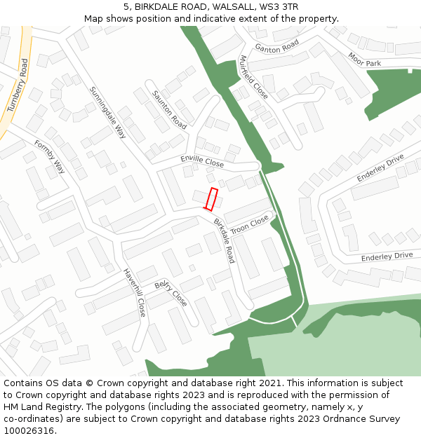 5, BIRKDALE ROAD, WALSALL, WS3 3TR: Location map and indicative extent of plot