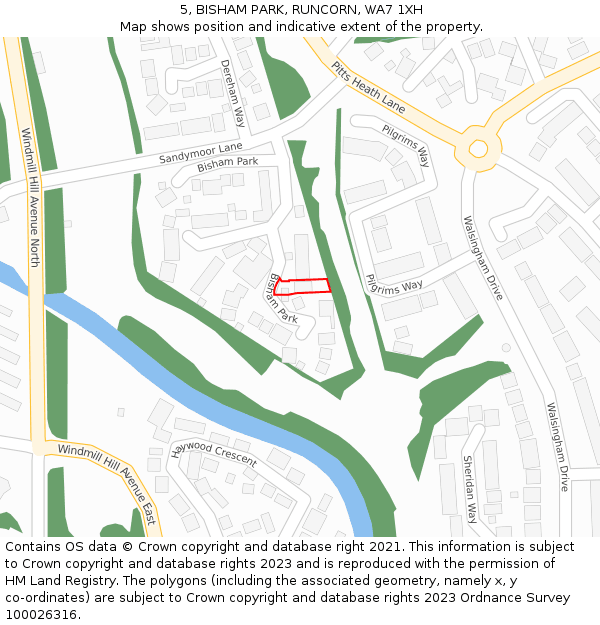 5, BISHAM PARK, RUNCORN, WA7 1XH: Location map and indicative extent of plot