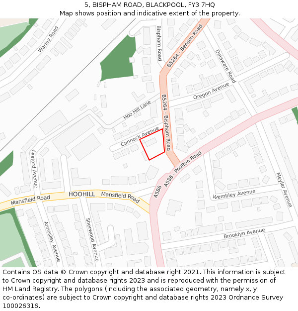 5, BISPHAM ROAD, BLACKPOOL, FY3 7HQ: Location map and indicative extent of plot