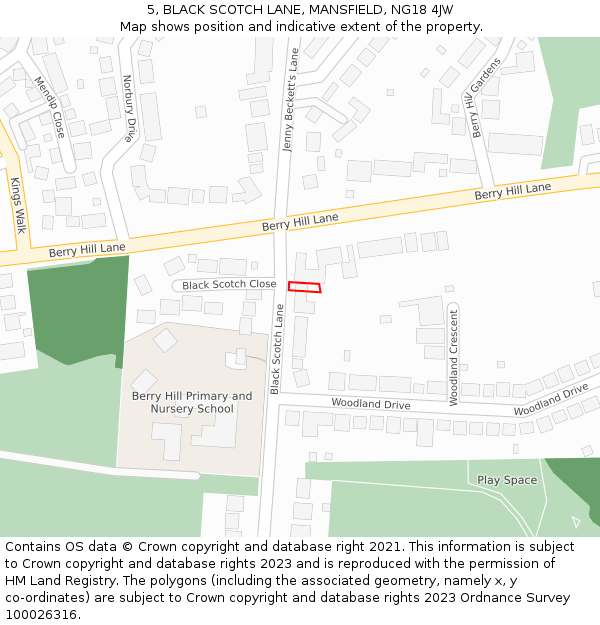 5, BLACK SCOTCH LANE, MANSFIELD, NG18 4JW: Location map and indicative extent of plot