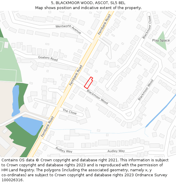 5, BLACKMOOR WOOD, ASCOT, SL5 8EL: Location map and indicative extent of plot