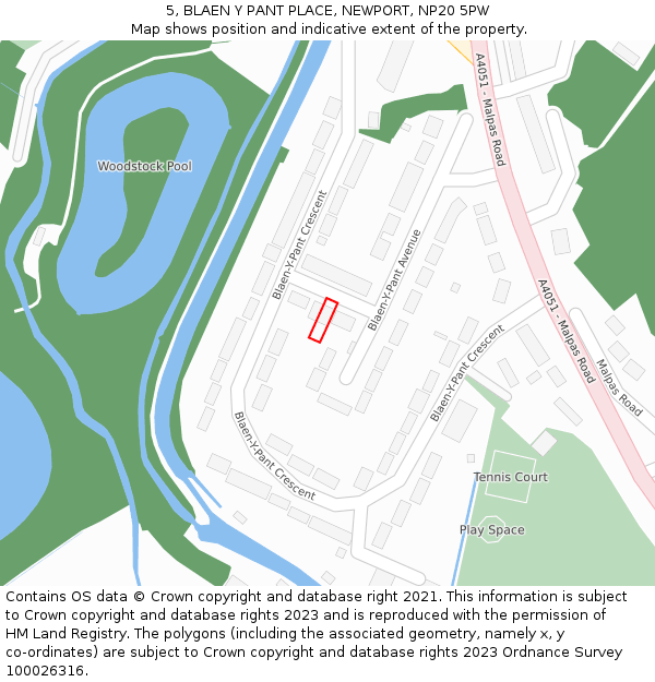 5, BLAEN Y PANT PLACE, NEWPORT, NP20 5PW: Location map and indicative extent of plot