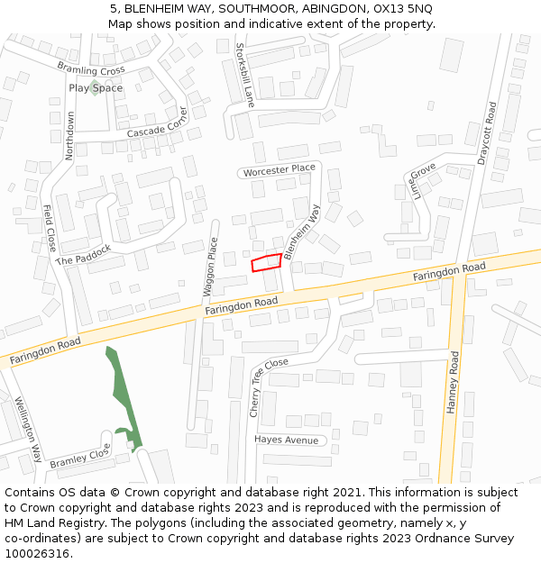 5, BLENHEIM WAY, SOUTHMOOR, ABINGDON, OX13 5NQ: Location map and indicative extent of plot