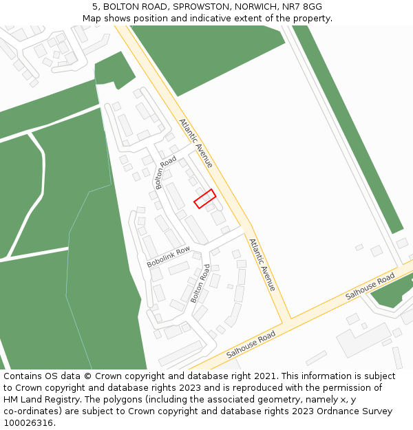 5, BOLTON ROAD, SPROWSTON, NORWICH, NR7 8GG: Location map and indicative extent of plot