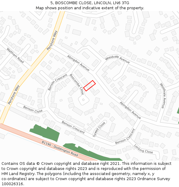 5, BOSCOMBE CLOSE, LINCOLN, LN6 3TG: Location map and indicative extent of plot