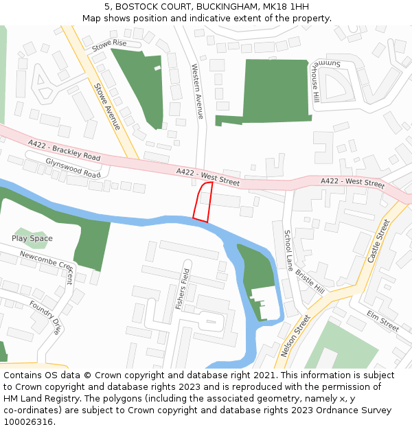 5, BOSTOCK COURT, BUCKINGHAM, MK18 1HH: Location map and indicative extent of plot